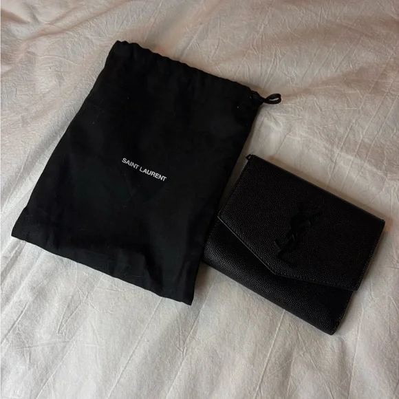Saint Laurent Black Textured Wallet - Picture 1 of 7